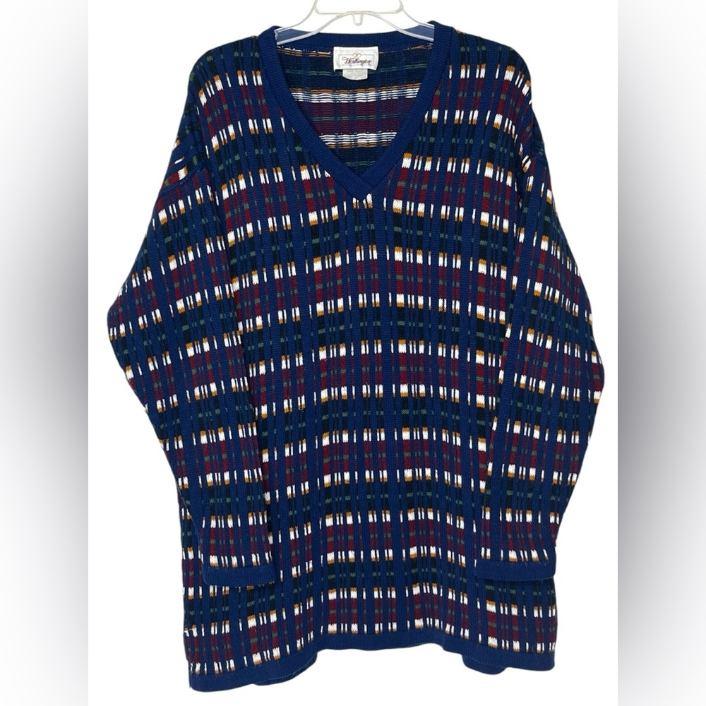 Worthington Multicolor V-Neck Heavy Long Sleeve‎ Men's Large Sweater